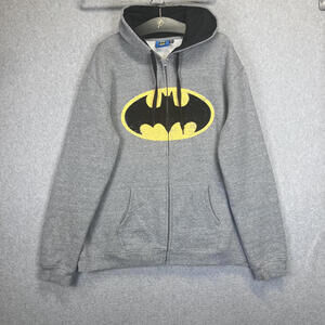 Batman mens 2xl zip up hoodie grey gray sweater sweatshirt